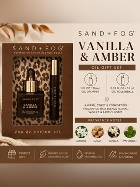 Sand + Fog Vanilla & Amber Oil Gift Set NIB